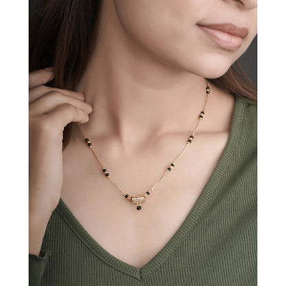 BUY 1 GET 1 Free- American Diamond fancy chain high gold plated mangalsutra - Mangalsutra - Belleza Jewels