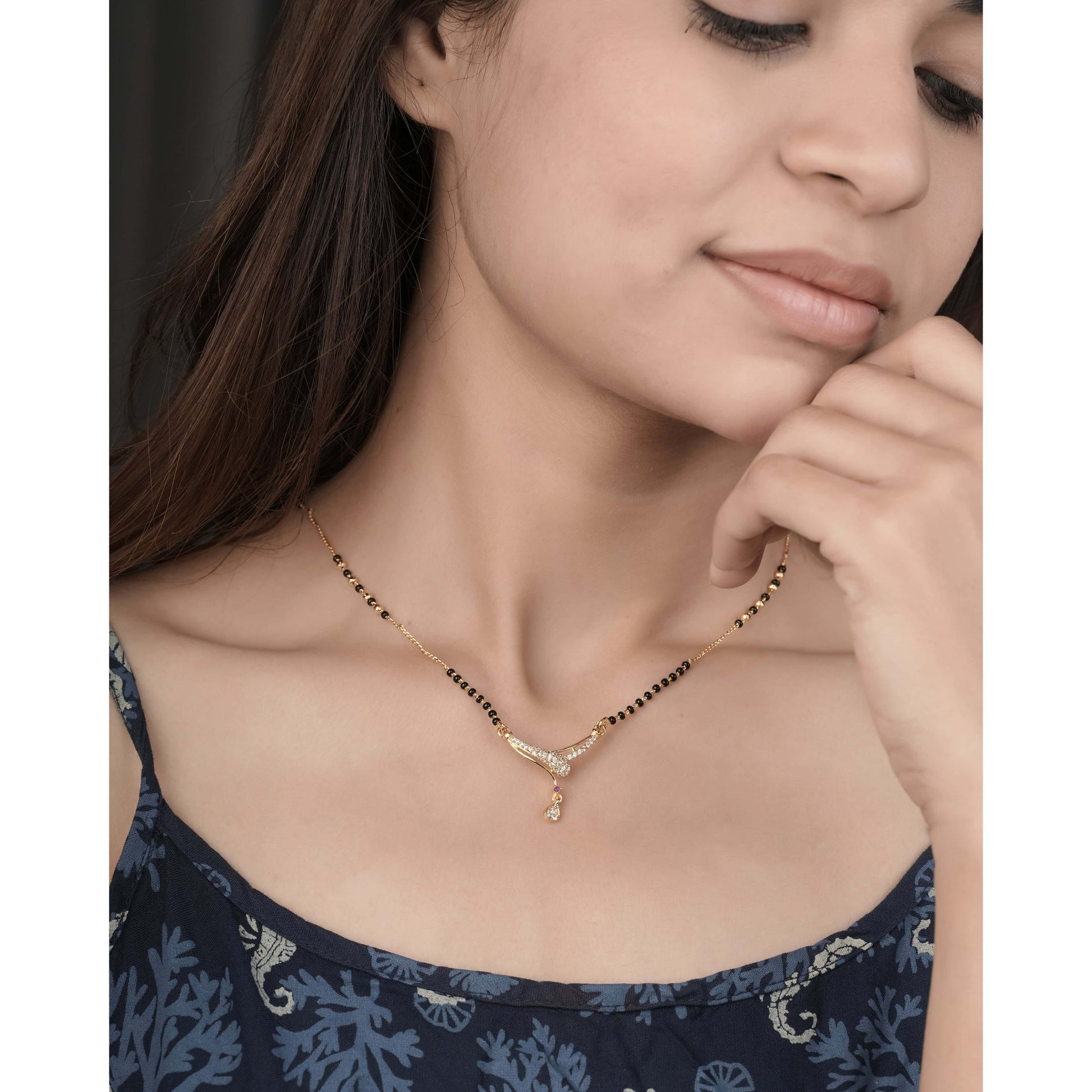 BUY 1 GET 1 FREE - American Diamond High Gold Plated Fancy Royal Look Mangalsutra - Mangalsutra - Belleza Jewels