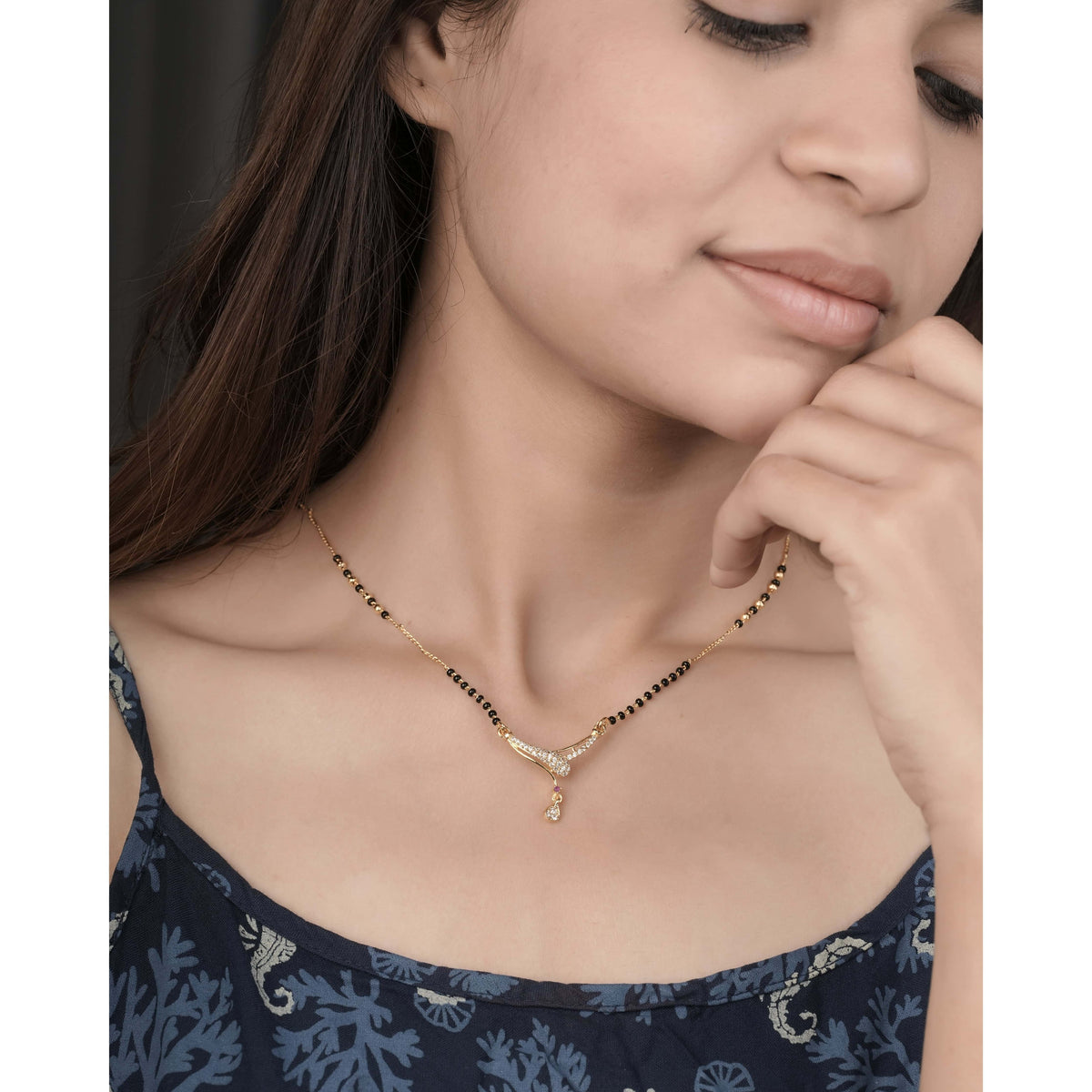 BUY 1 GET 1 FREE - American Diamond High Gold Plated Fancy Royal Look Mangalsutra - Mangalsutra - Belleza Jewels