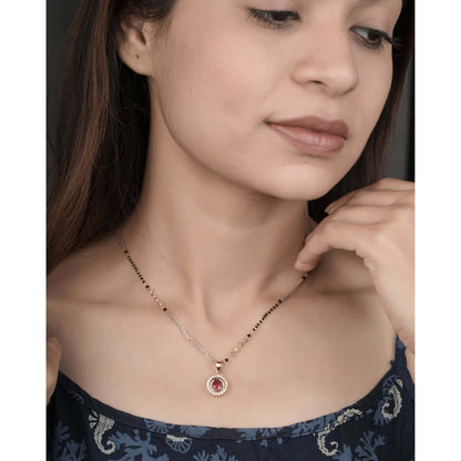 BUY 1 GET 1 FREE - American Diamond High Rose Gold Plated Delicate Mangalsutra - Mangalsutra - Belleza Jewels