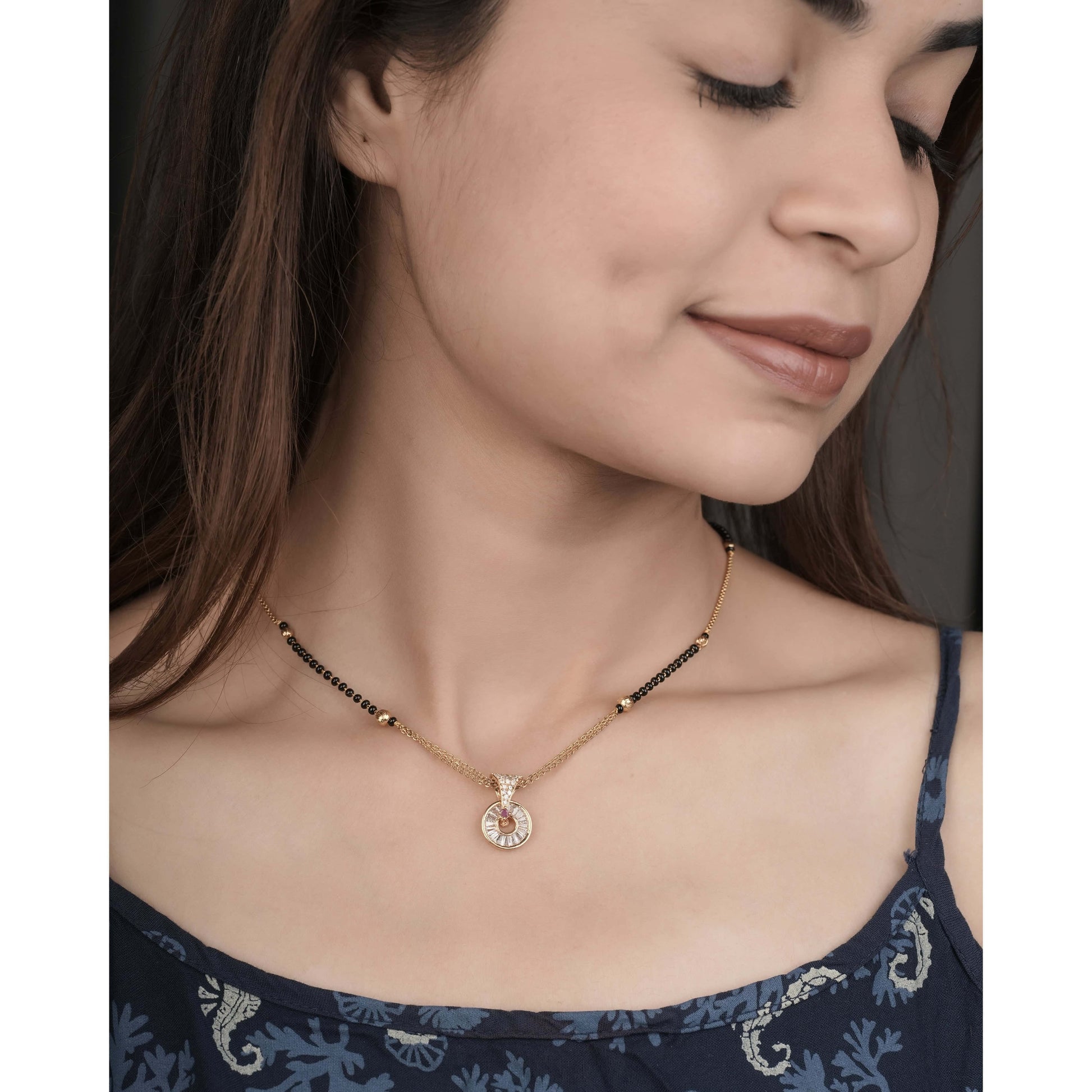 BUY 1 GET 1 FREE - American Diamond High Gold Plated Fancy Mangalsutra - Mangalsutra - Belleza Jewels
