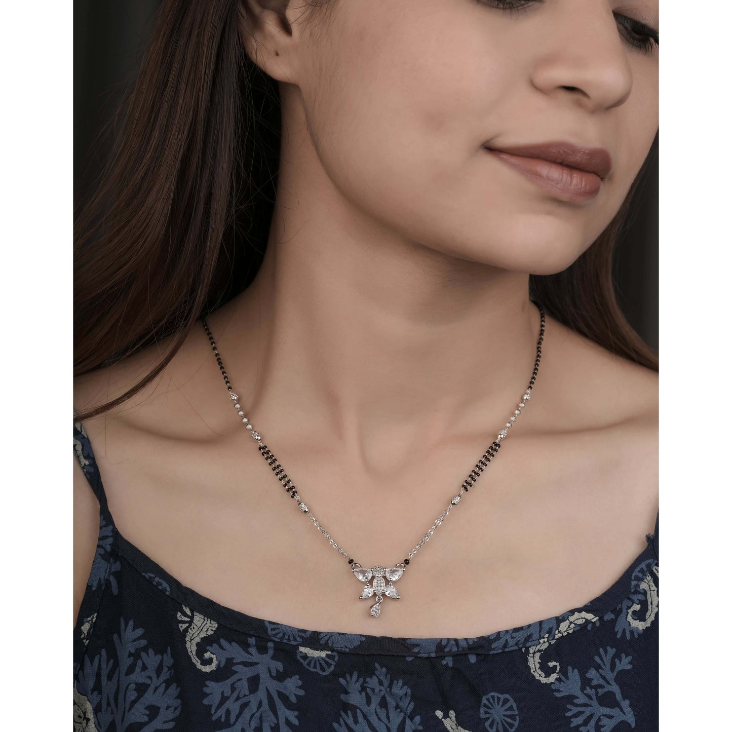 BUY 1 GET 1 FREE - American Diamond High silver plated Fancy Mangalsutra - Mangalsutra - Belleza Jewels