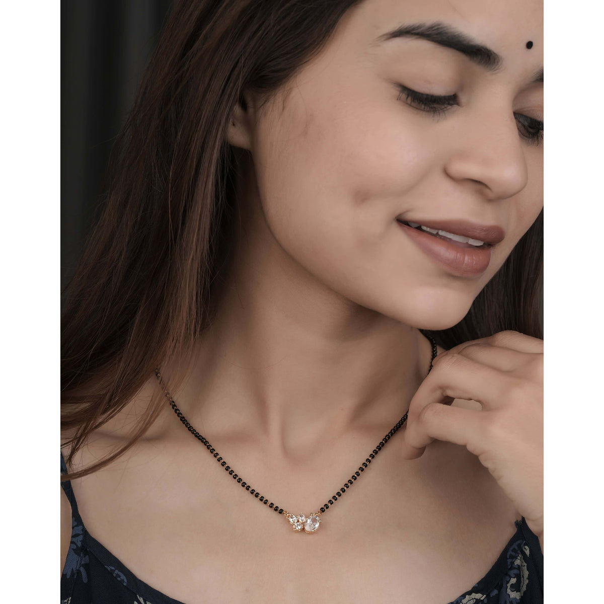 BUY 1 GET 1 FREE - American Diamond Gold Plated Fancy Mangalsutra - Mangalsutra - Belleza Jewels