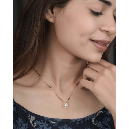 BUY 1 GET 1 FREE - American Diamond High Gold Plated Delicate Fancy Mangalsutra - Mangalsutra - Belleza Jewels