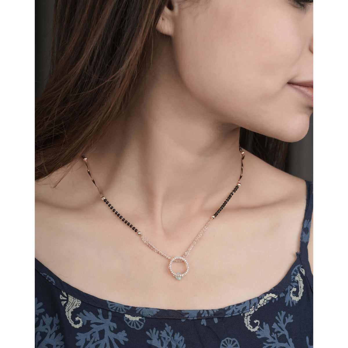 BUY 1 GET 1 FREE - American Diamond Round shape Gold Plated Fancy Mangalsutra - Mangalsutra - Belleza Jewels