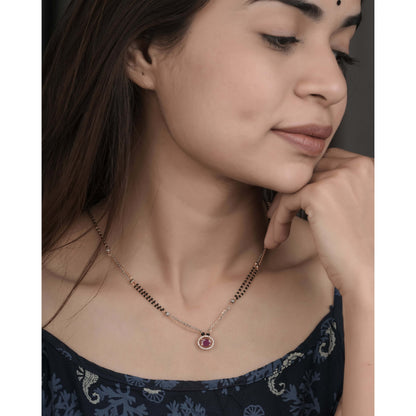 BUY 1 GET 1 FREE - American Diamond High Gold Ruby colour Fancy Mangalsutra - Mangalsutra - Belleza Jewels