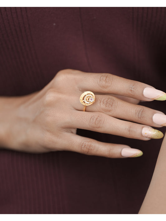 American Diamond Gold Delicate Adjustable Ring
