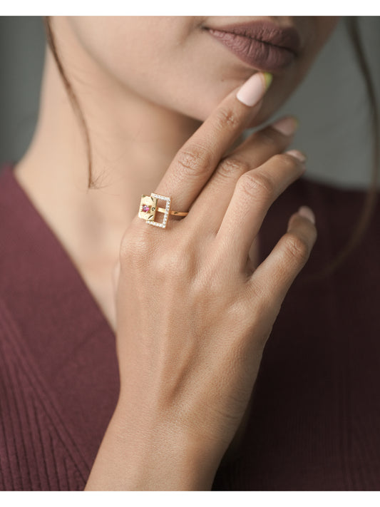 American Diamond Gold Plated Delicate Fancy Adjustable Ring