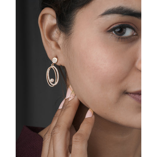 BUY 1 GET 1 FREE -American Diamond Rose Gold Fancy Bali Earrings - BALI - Belleza Jewels