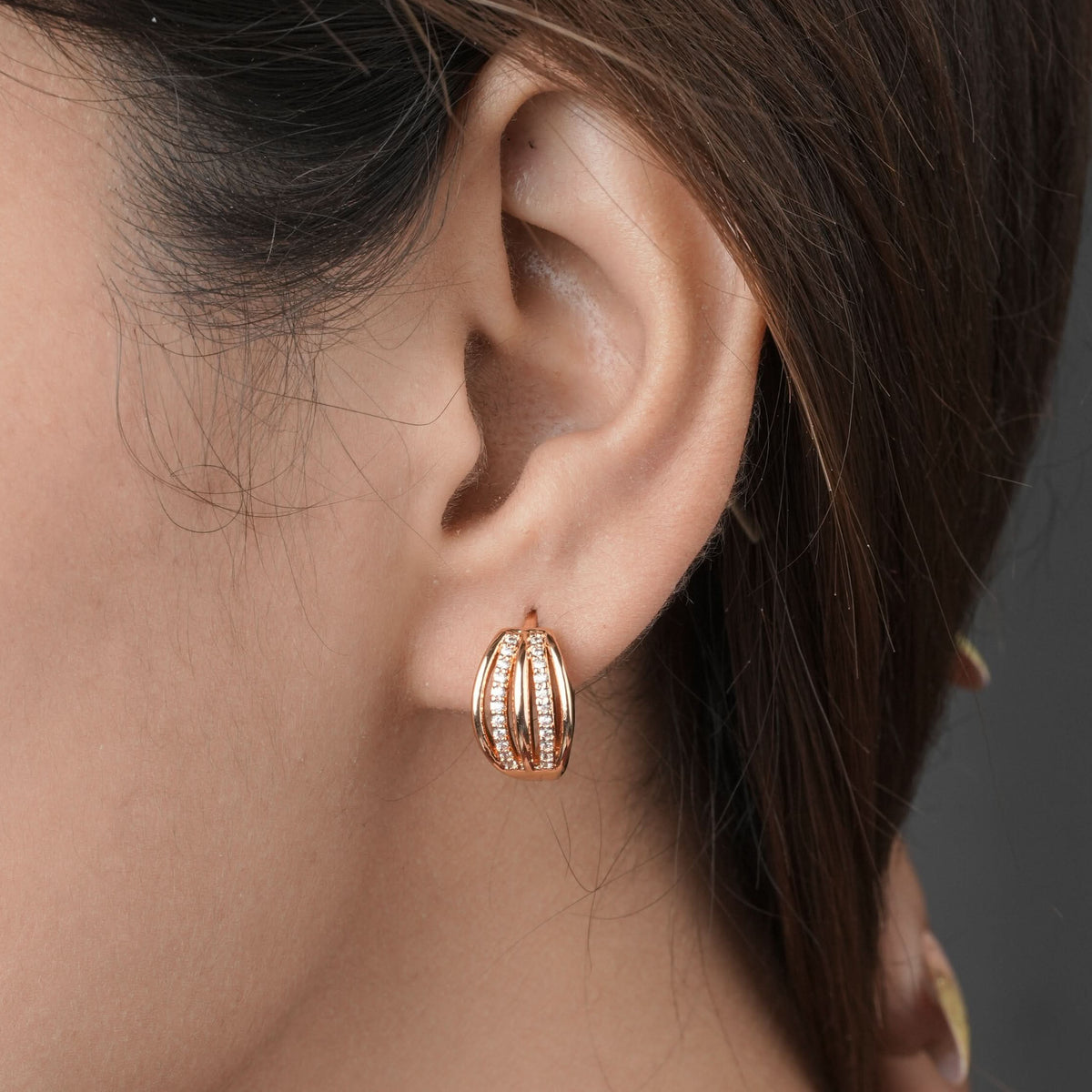 BUY 1 GET 1 FREE -Fancy High Rose Gold Plated Delicate Bali - BALI - Belleza Jewels