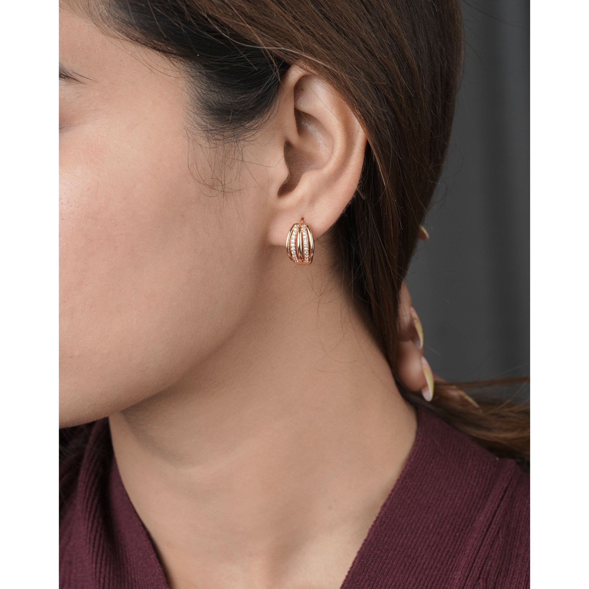 Buy 1 Get 1 Free -Fancy High Rose Gold Plated Delicate Bali - BALI - Belleza Jewels