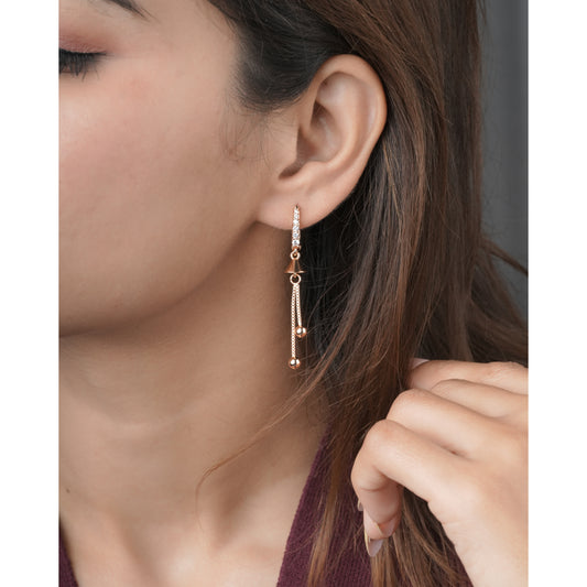 BUY 1 GET 1 FREE -American Diamond Rose Gold Plated Fancy Delicate Bali - BALI - Belleza Jewels