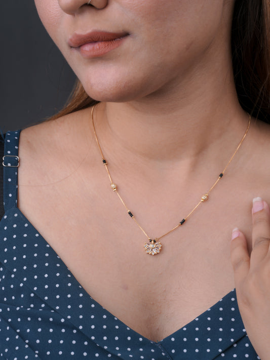 Buy 1 Get 1 Free - American Diamond Gold Delicate Fancy Mangalsutra