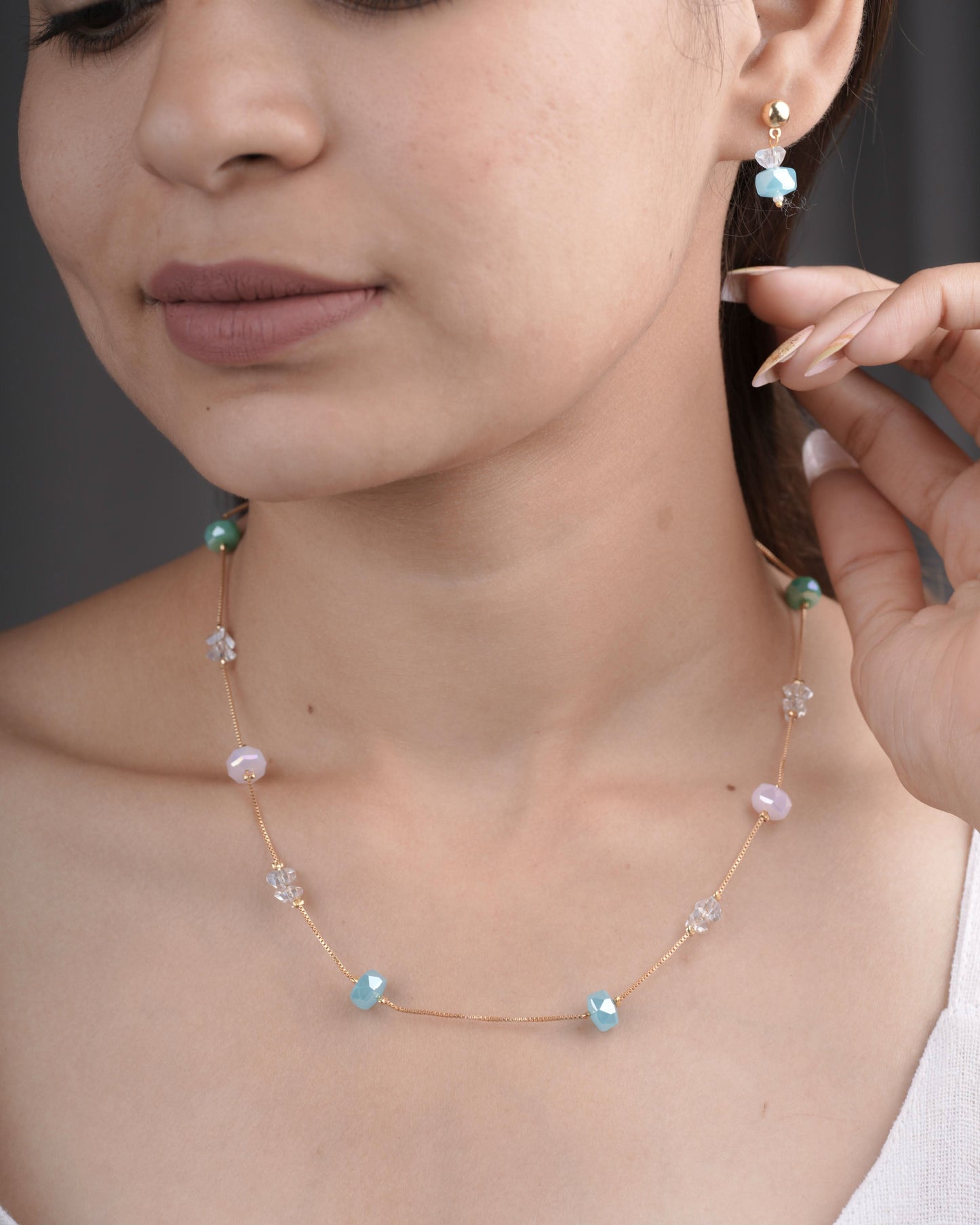 Fancy High Gold Crystal Western Mala Set