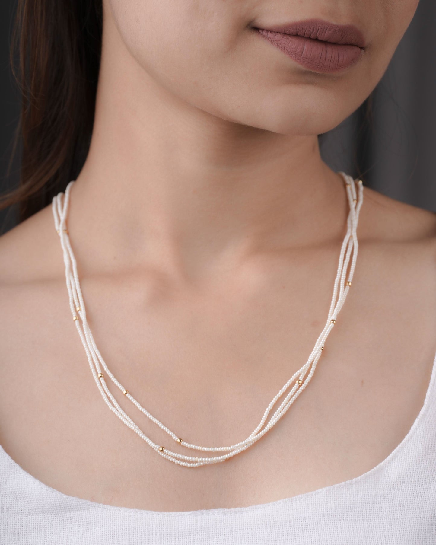 Fancy Delicate Western Mala 3 Line Length 18 Inch