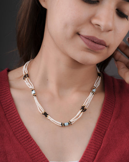 Crystal Multi Colour 4 Line Fancy Mala Length 18 Inch