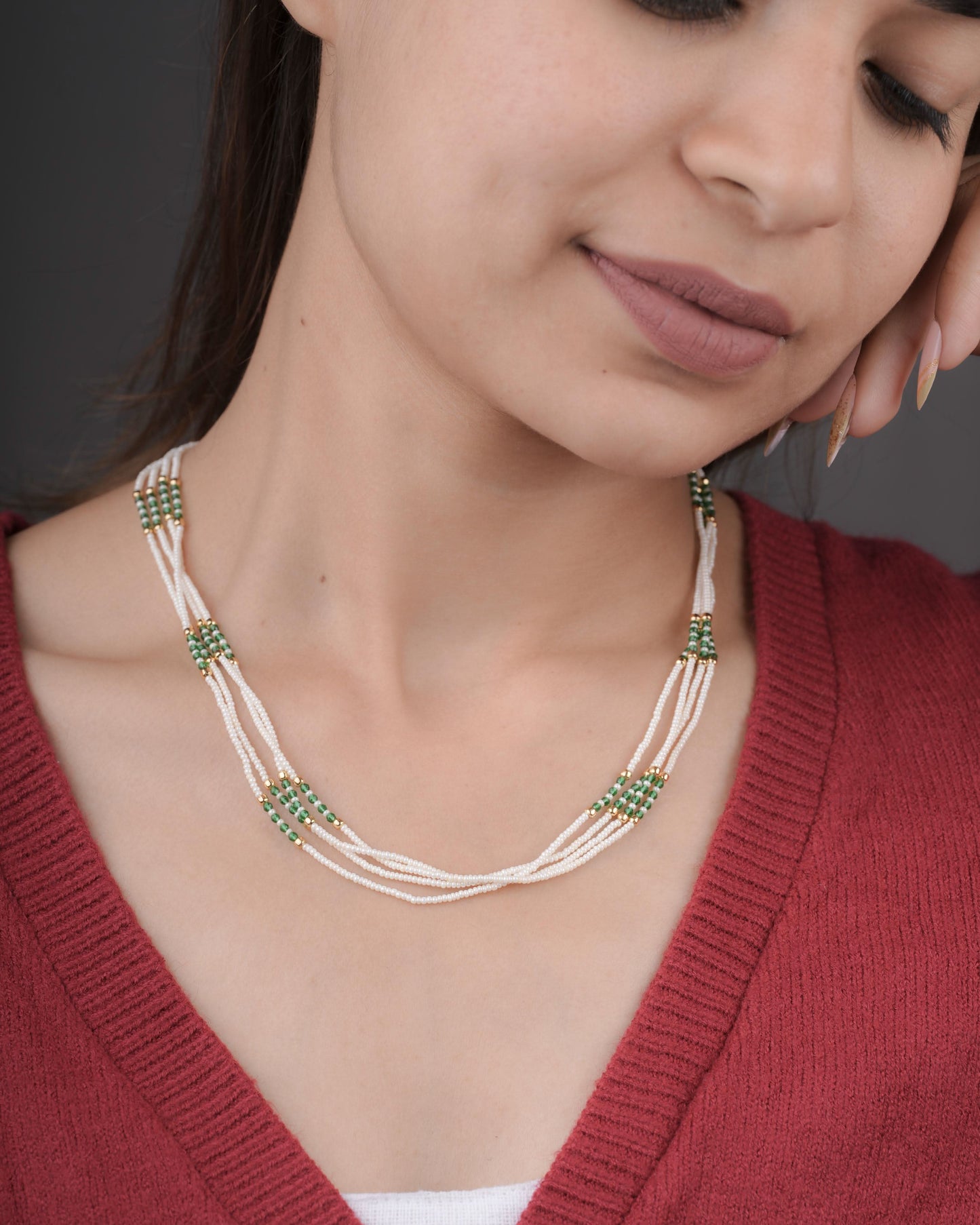 Fancy Western Crystal Mala 4 Line Length 18 Inch