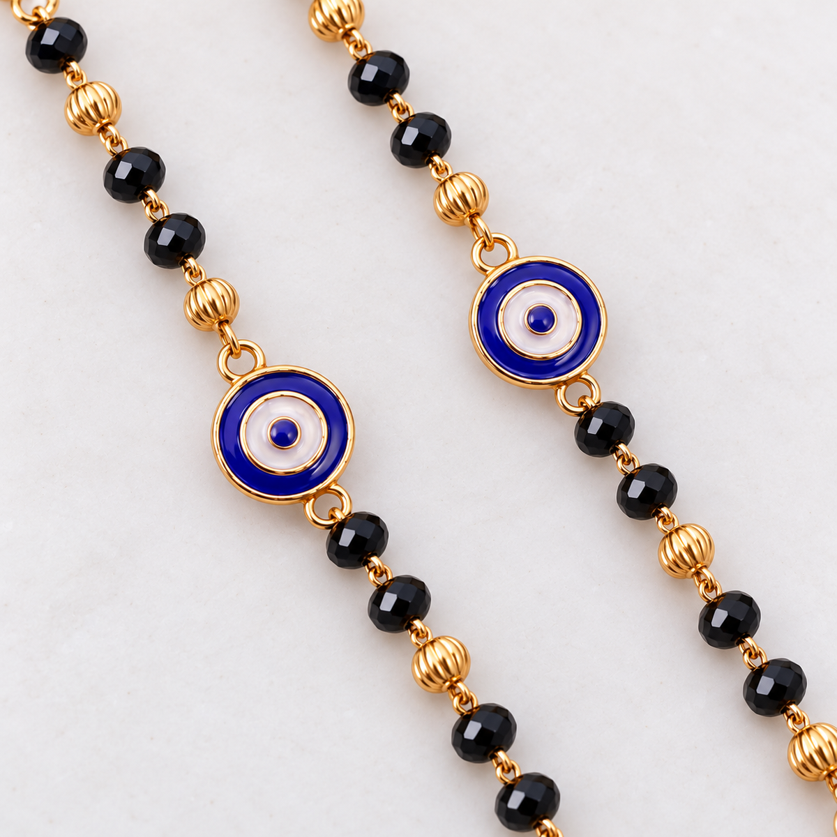 Fancy High Gold Crystal Black Beads Nazariya Bracelet