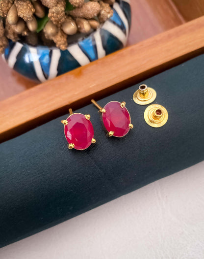 BUY 1 GET 1 FREE -Red Gem Earrings (Tops) - Earrings - Belleza Jewels