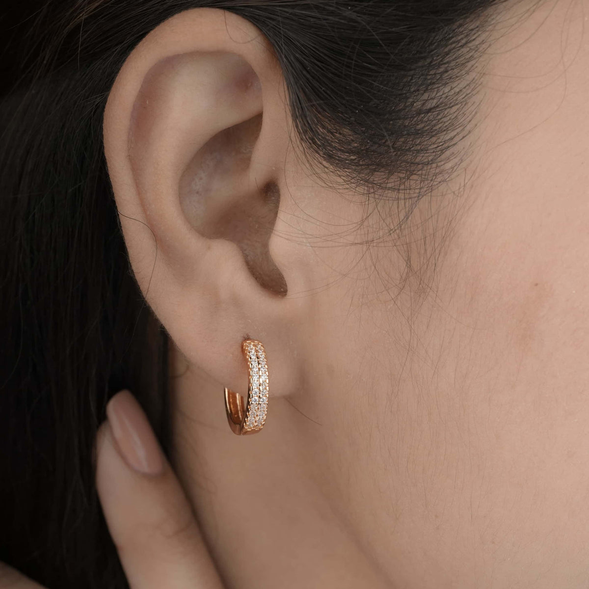 BUY 1 GET 1 FREE -American Diamond Rose Gold Fancy Delicate Bali Earring - BALI - Belleza Jewels