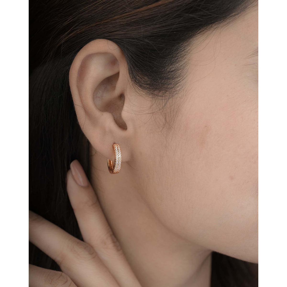 Buy 1 Get 1 Free -American Diamond Rose Gold  Fancy Delicate Bali Earring - BALI - Belleza Jewels