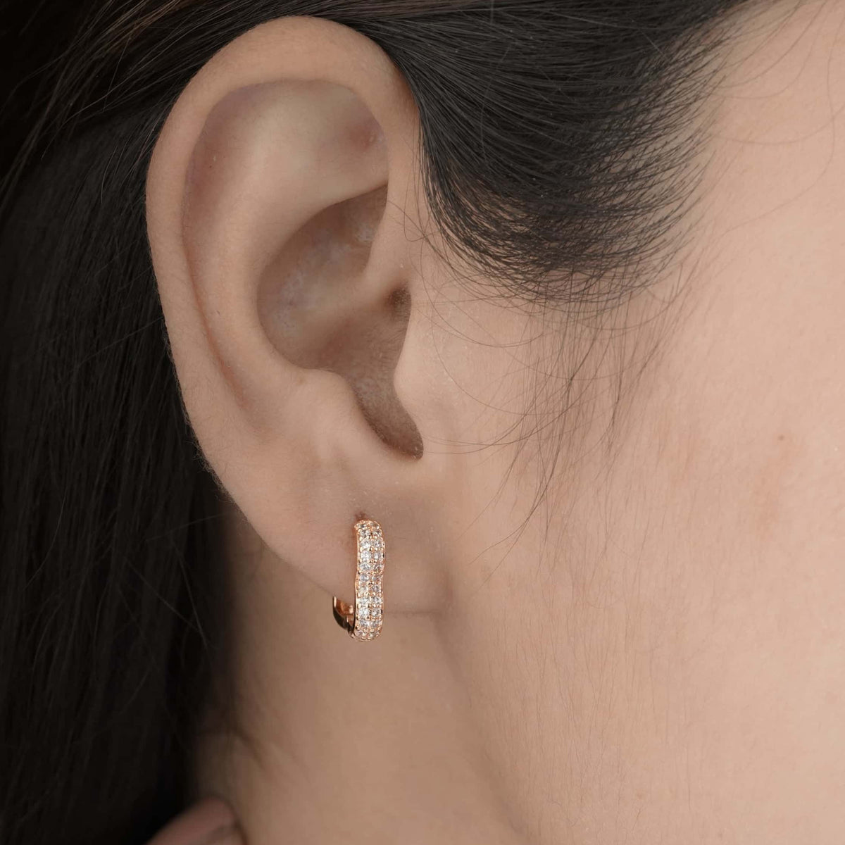 BUY 1 GET 1 FREE -American Diamond Rose Gold Plated Fancy Bali Earrings - BALI - Belleza Jewels