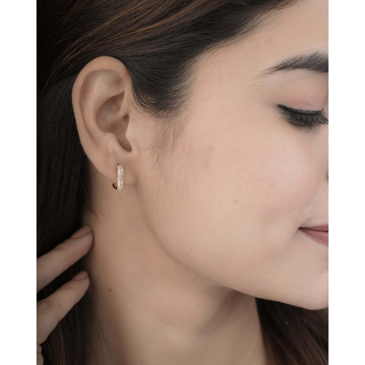 Buy 1 Get 1 Free -American Diamond Rose Gold Plated Fancy Bali Earrings - BALI - Belleza Jewels