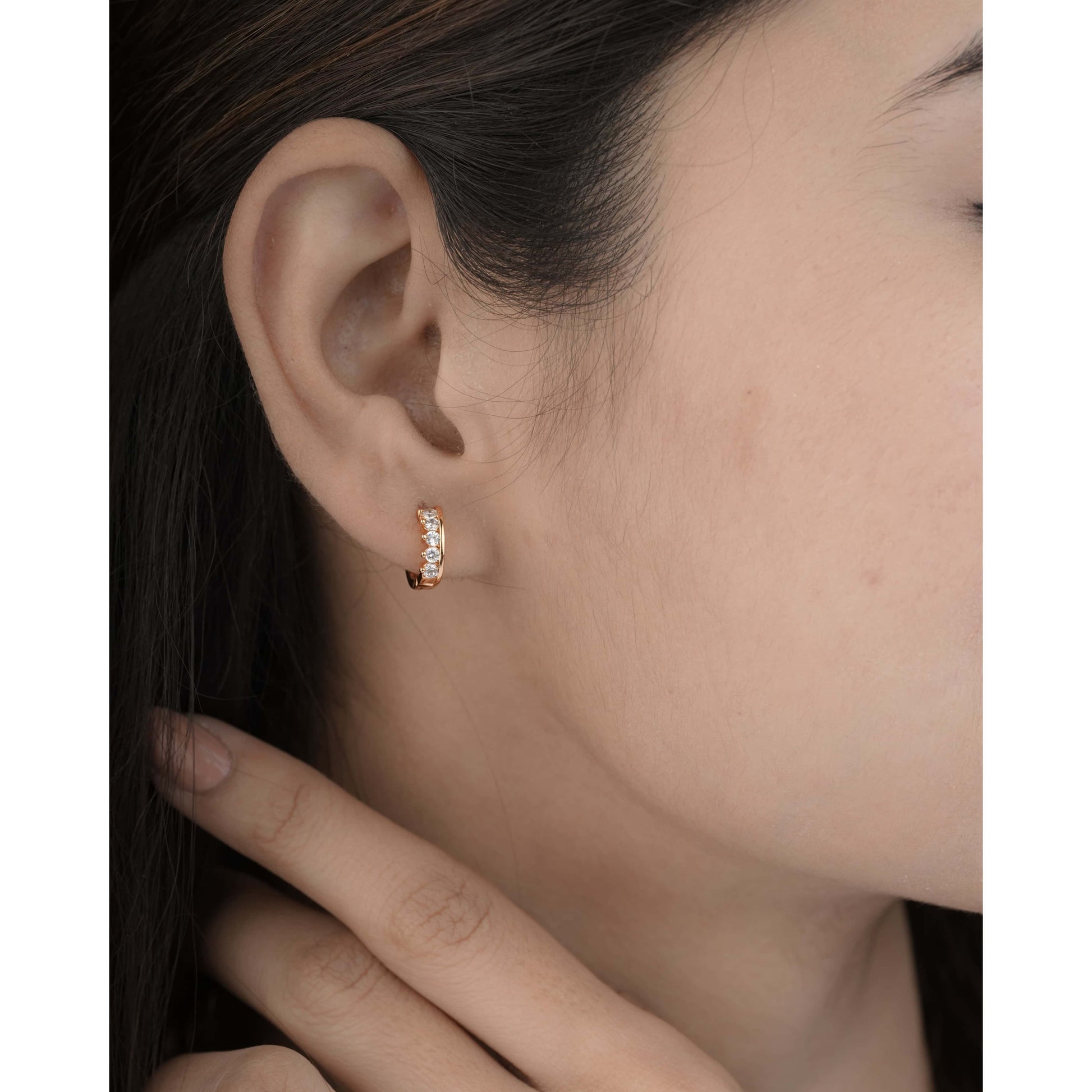 BUY 1 GET 1 FREE -American Diamond Rose Gold Fancy Bali Earrings - BALI - Belleza Jewels