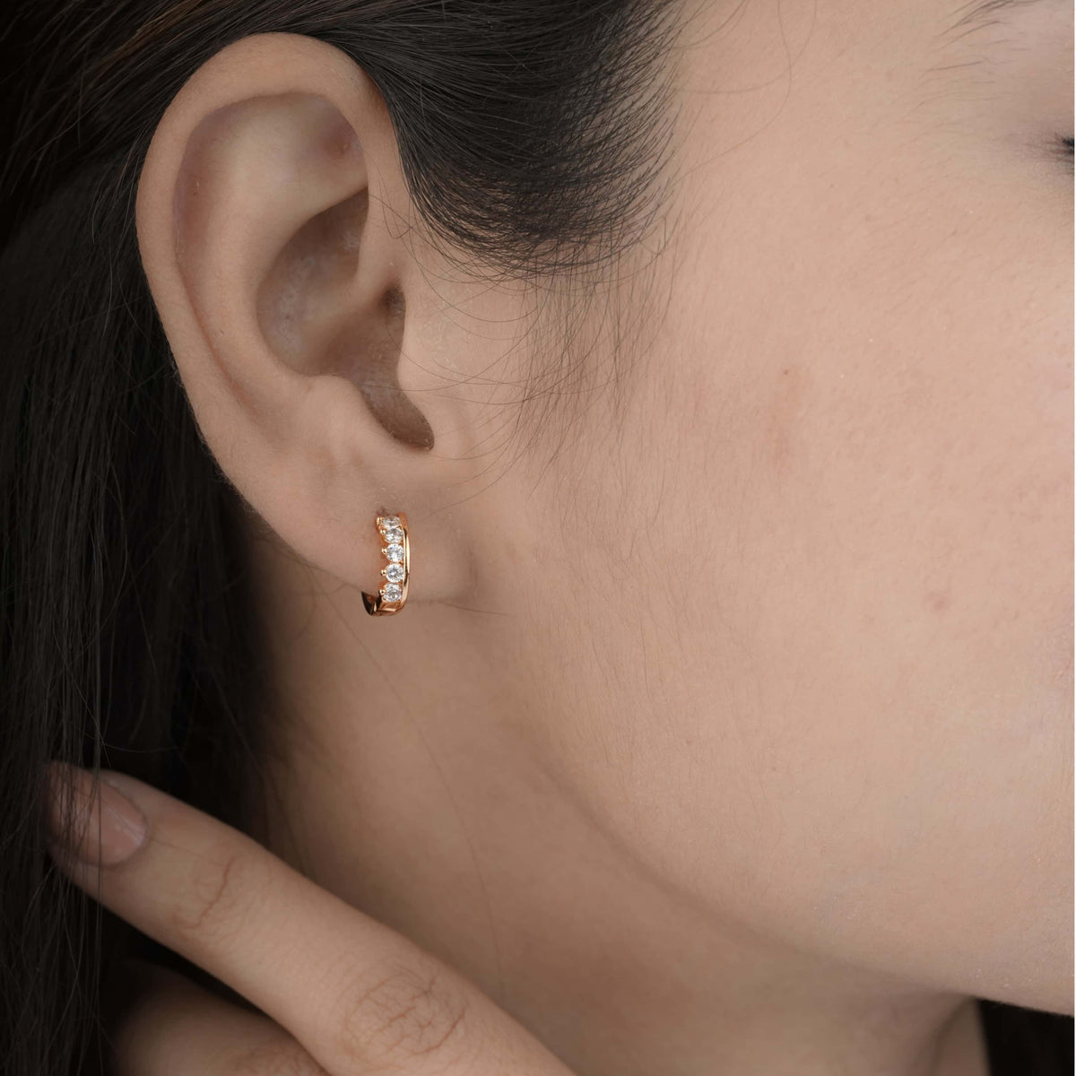 BUY 1 GET 1 FREE -American Diamond Rose Gold Fancy Bali Earrings - BALI - Belleza Jewels