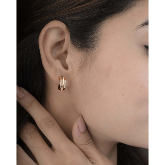 BUY 1 GET 1 FREE -American Diamond Rose Gold Fancy Bali Earrings