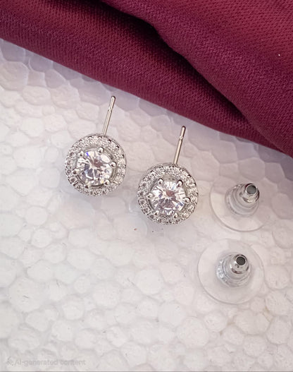 BUY 1 GET 1 FREE -American Diamond Silver Delicate Fancy Earrings