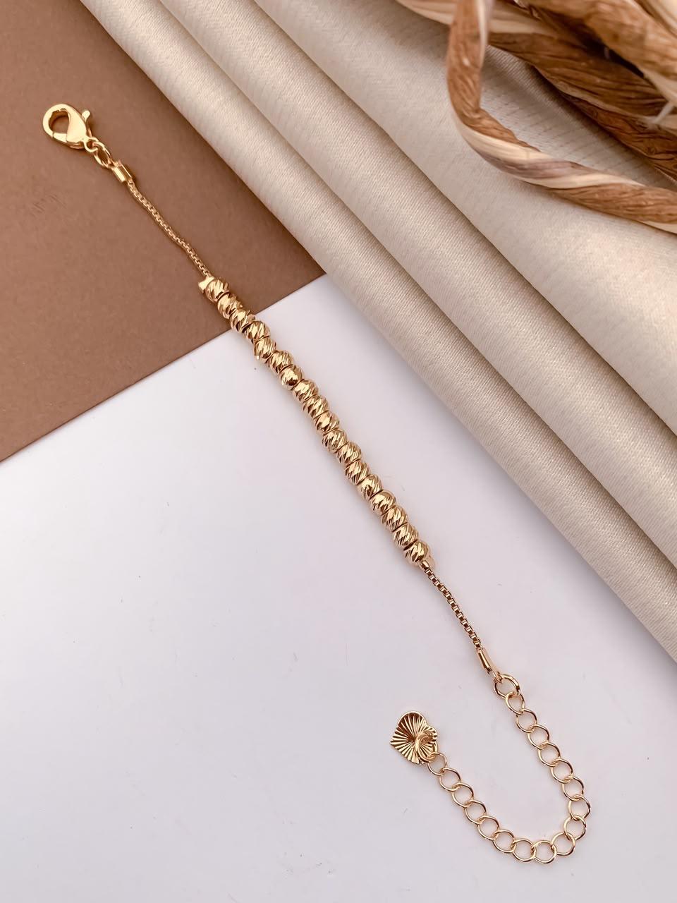 Textured Gold-Tone Beaded Bracelet