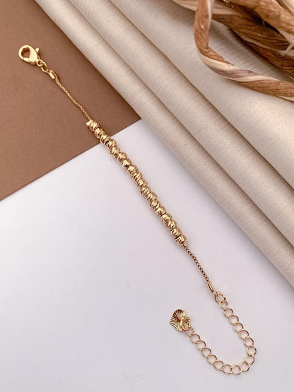 Textured Gold-Tone Beaded Bracelet