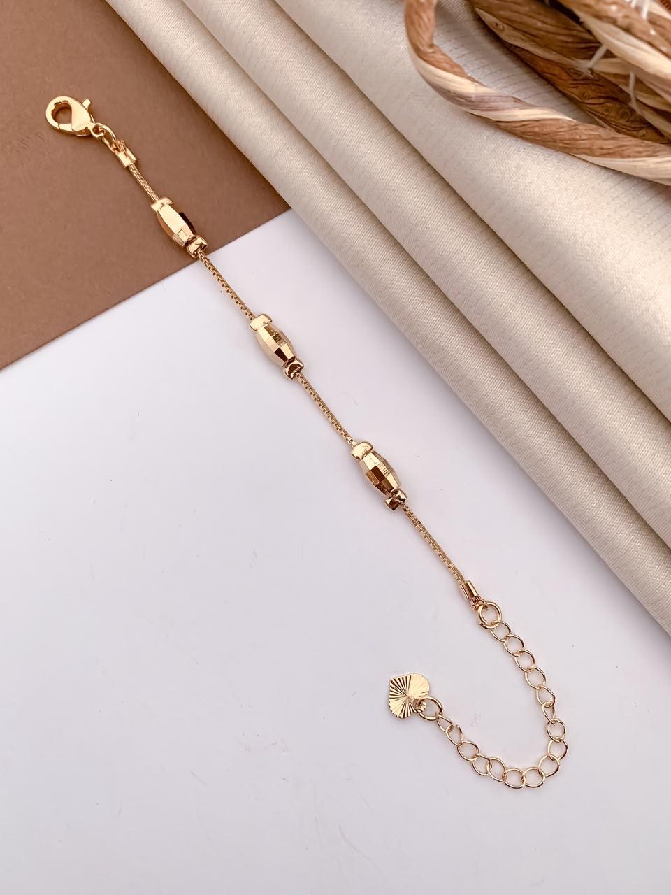 Golden Geometric Barrel Bead Bracelet