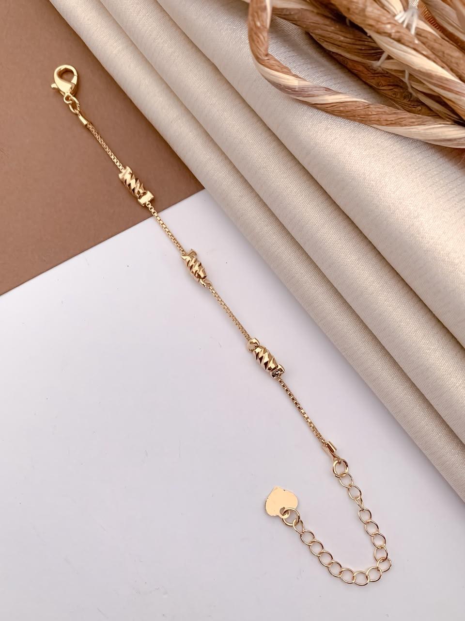 Golden Twisted Bead Chain Bracelet
