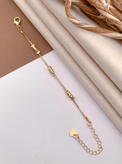 Golden Twisted Bead Chain Bracelet