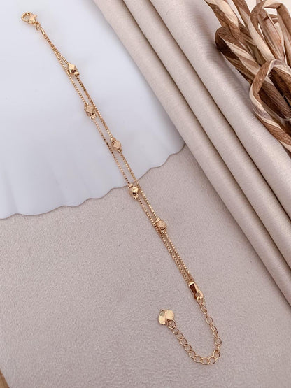 Geometric Charm Double-Layer Gold-Tone Bracelet