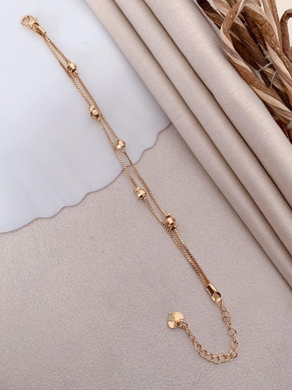 Faceted Bead Double-Layer Gold-Tone Bracelet
