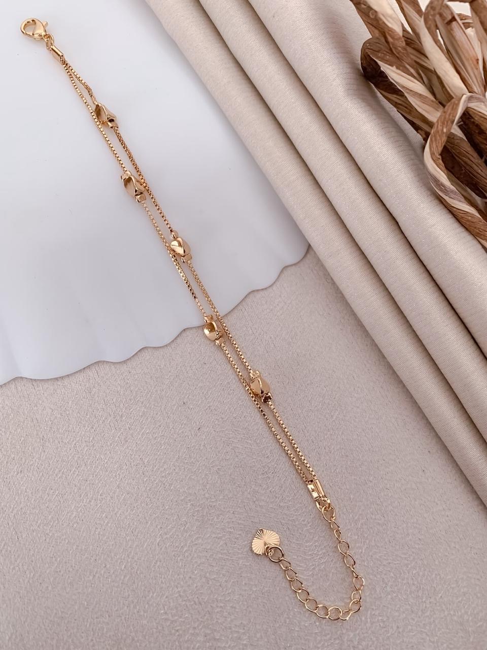Polished Nugget Double-Layer Gold-Tone Bracelet