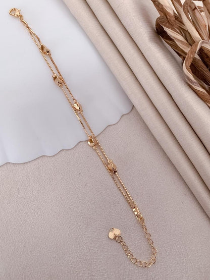 Polished Nugget Double-Layer Gold-Tone Bracelet