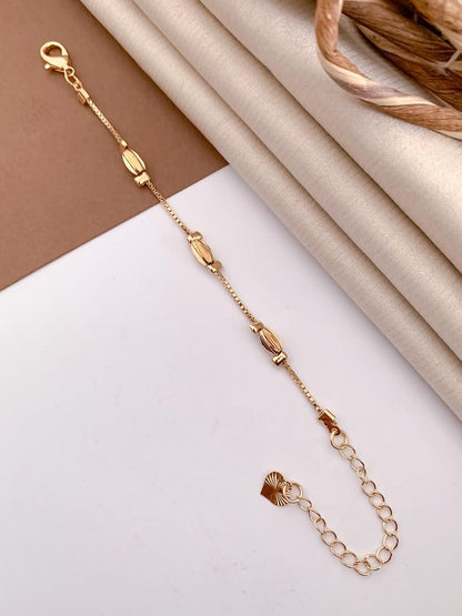 Sculpted Oval Charm Gold-Tone Bracelet