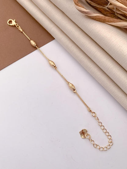 Textured Oval Bead Gold-Tone Bracelet