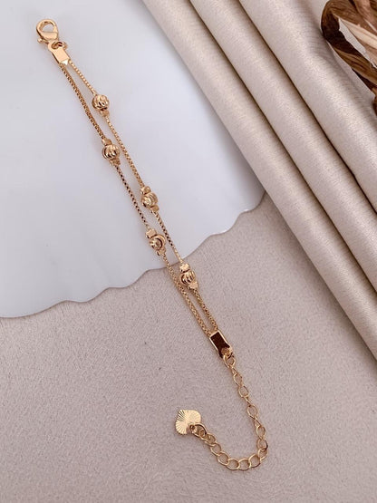 Golden Rosette Double-Chain Bracelet