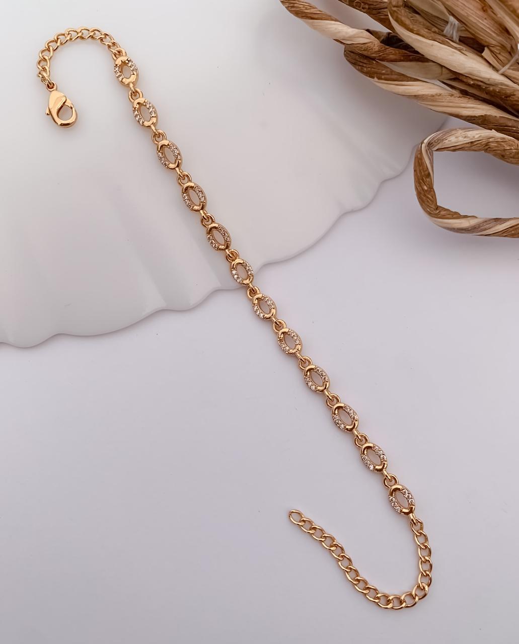 Golden Oval Sparkle Bracelet for Women