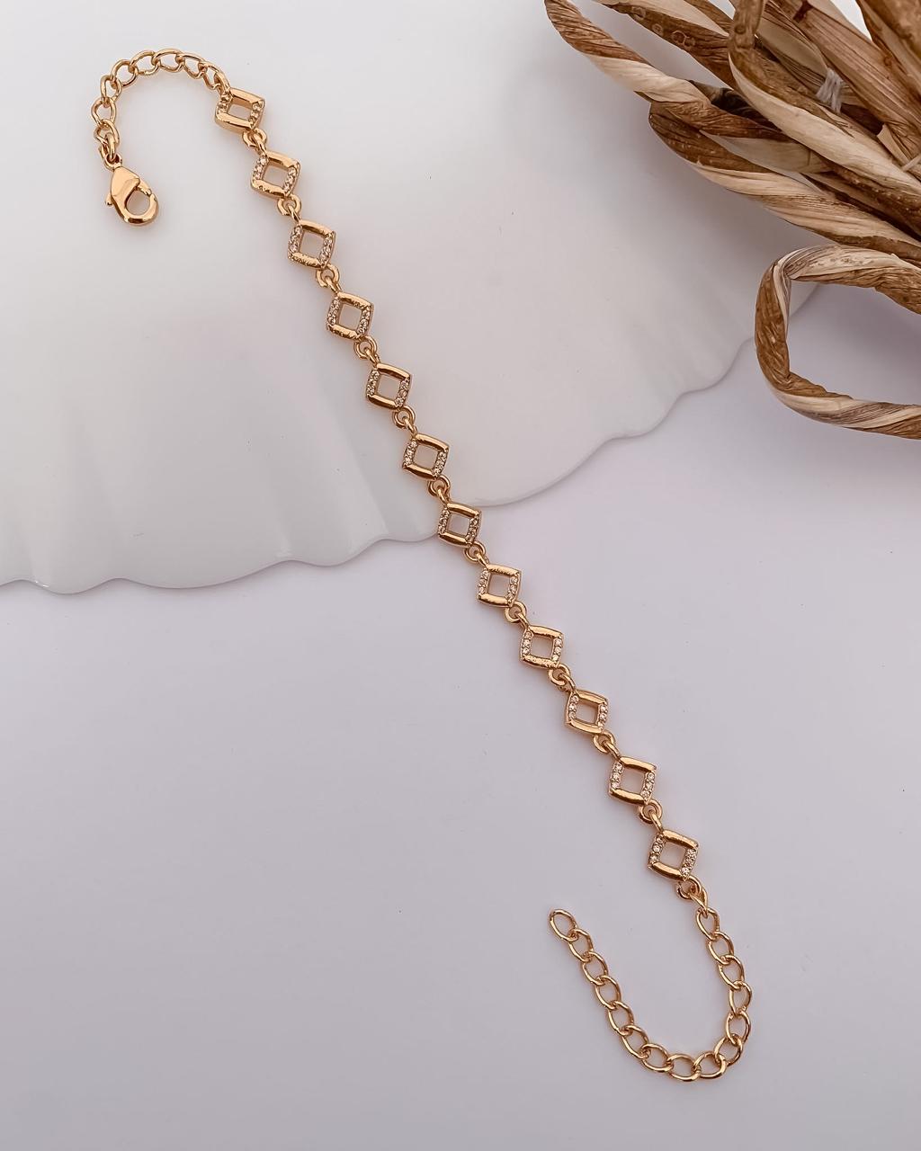 Golden Square Sparkle Bracelet for Women
