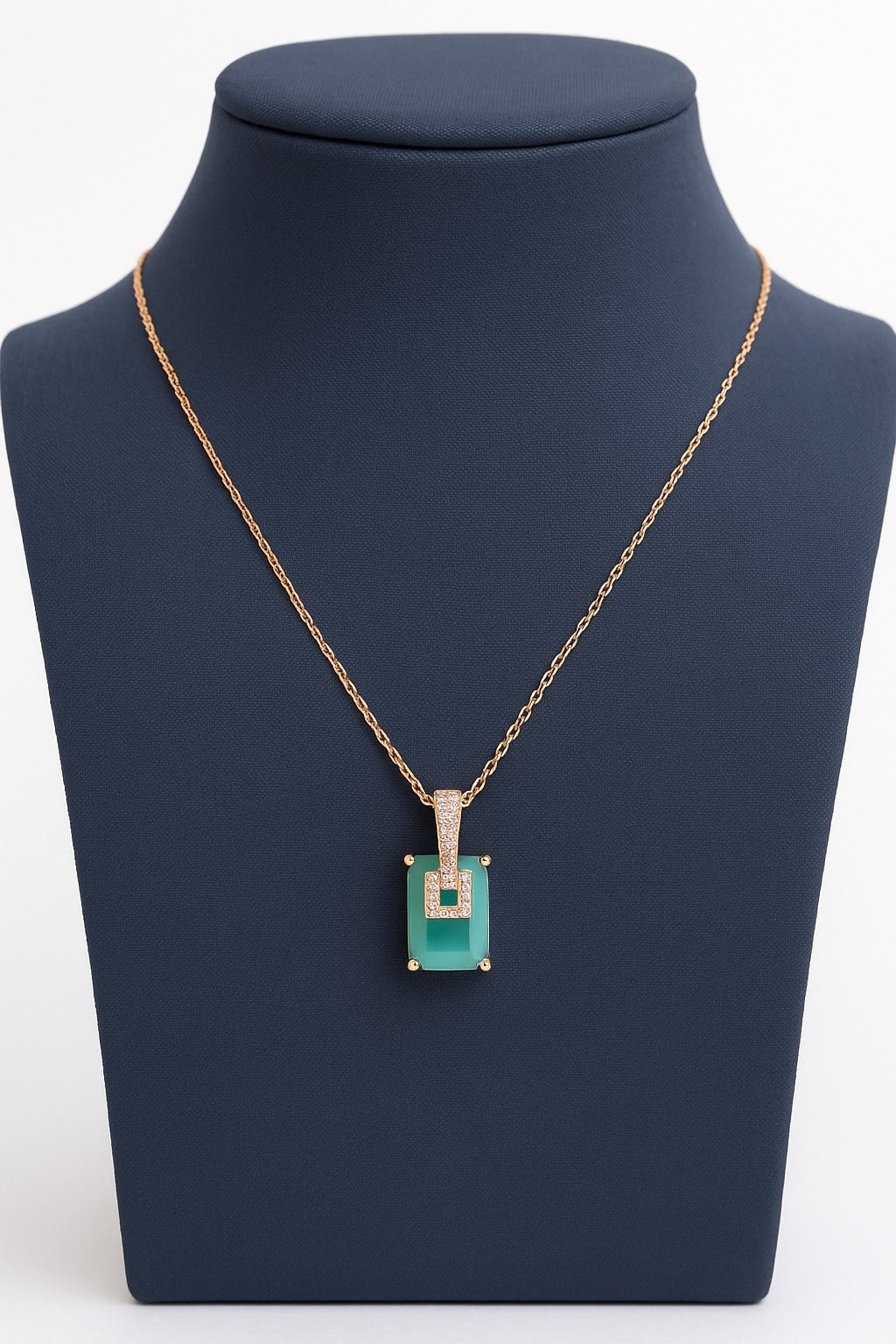 American Diamond Fancy Colour Stone Rose Gold Pendant Set