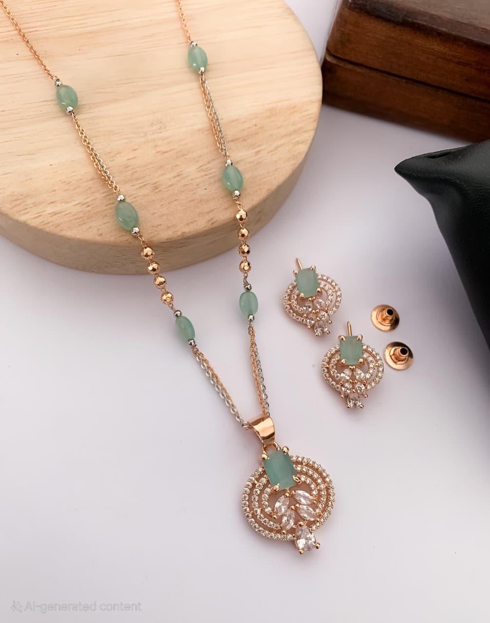 Regal Radiance: The American Diamond Royal Pendant Set by Belleza Jewels
