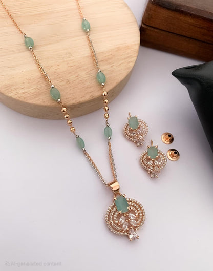 Regal Radiance: The American Diamond Royal Pendant Set by Belleza Jewels