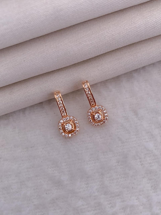 Buy 1 Get 1 Free - Classic Halo Drop Earrings – Rose Gold AD Sparkle Finish (Daily Wear)