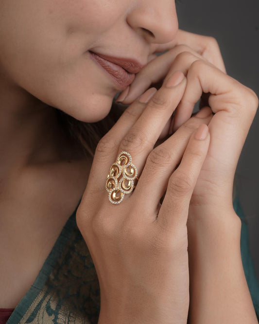 American Diamond Fancy Exclusive High gold Ring
